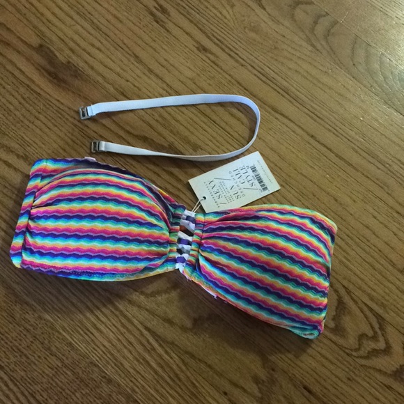 CA by Vitamin A Karlie rainbow bandeau swim top - Picture 5 of 7